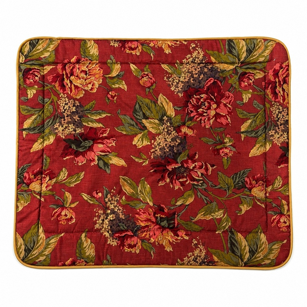 Croscill Pillow Sham Floral Traditional Piped Edge Red Burgundy Gold Tan